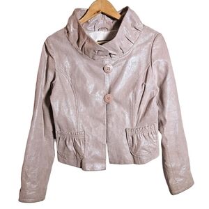 Danier pink iridescent suede leather‎ jacket